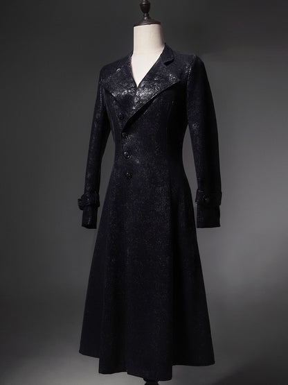 Spine Coat Ouji Collar Versatile Gothic Black Lizard Embroidery Fashion Back with
