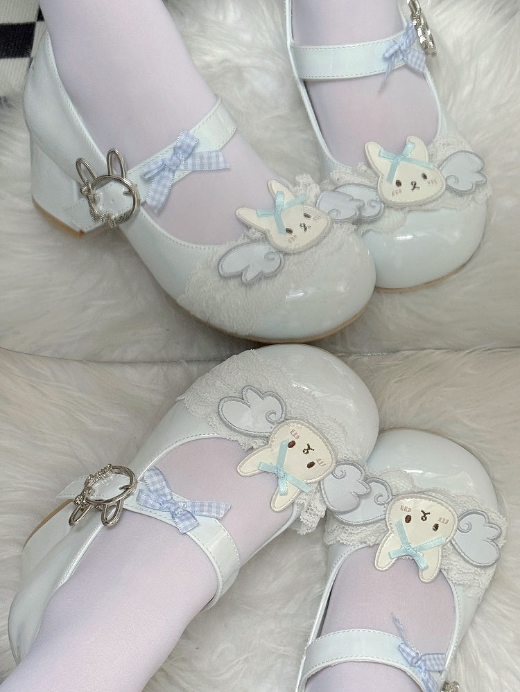 Blue Sweet Bunny Mary Janes with Lace Trim by Cherry Bunny