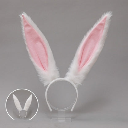 KC Long Black Pink White Cute Ear / Red Plush Bunny Lolita