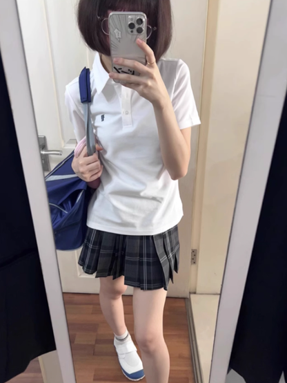 Skirt 39CM Pattern Plaid Uniform Black JK Pleated