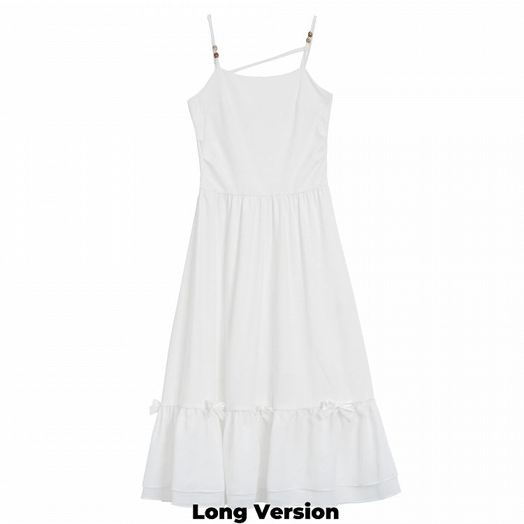 Weißes Unterkleid mit Schleifendetails, kurze/lange Version