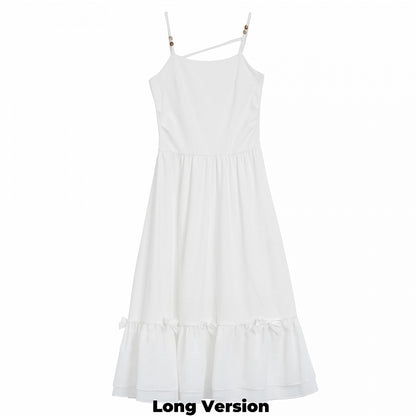 Weißes Unterkleid mit Schleifendetails, kurze/lange Version