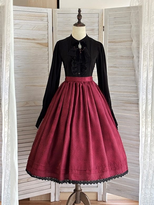 Web Gothic Spider with Trim Red Lolita Lace Skirt Pattern