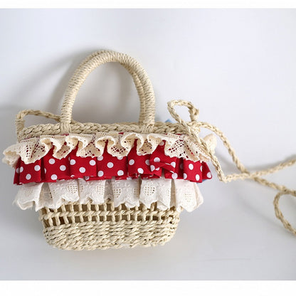 Strawberry Red Crochet Blue Bag Details Crossbody with