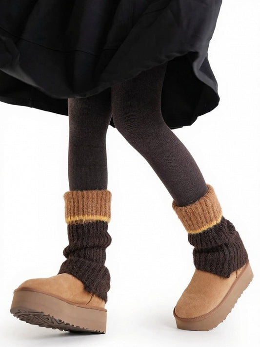 Knit Colorblock Design Leg Warmers - ModaSwings