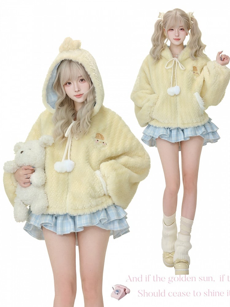 Jupe-culotte à volants motif kawaii, taille élastique, bleue, à volants, à carreaux, style quotidien -