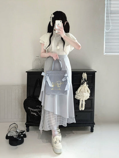 Asymmetrical Mermaid Skirt with Plaid Tulle, Seiso Style, 4 Colors - Kitty Bxllet