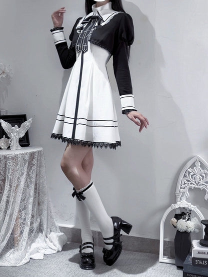 Black Jirai Kei Long Sleeve Bolero with Chain Accents - Ekomi