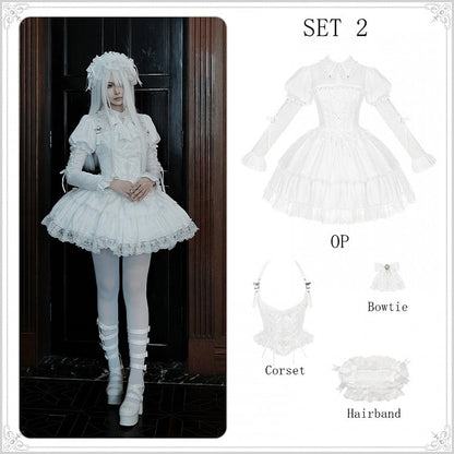 Shirt Collar White Dress OP Sleeves Gothic Set Lolita Juliette Short