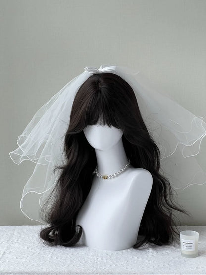 Wavy Tea Wig 60CM with Bangs Air Black