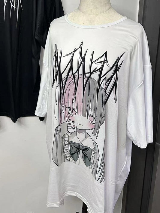T-Shirt Print Kei White Jirai Cartoon und Brief