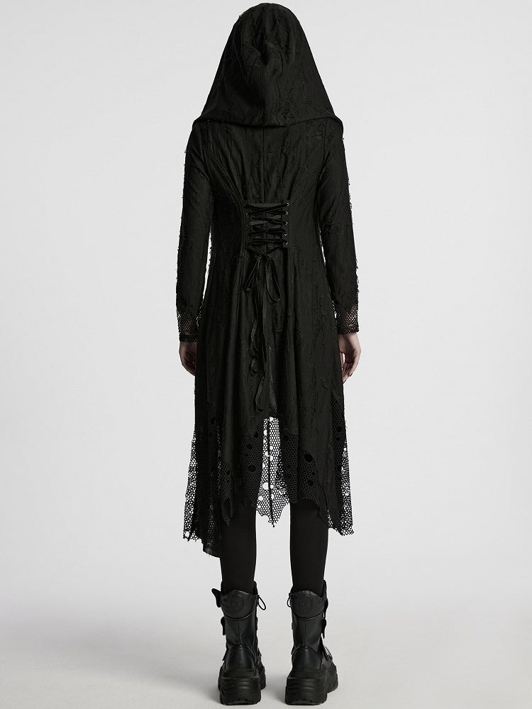 Knitted Black Decadent Coat Gothic Asymmetric