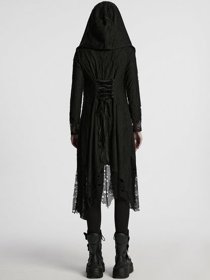 Knitted Black Decadent Coat Gothic Asymmetric