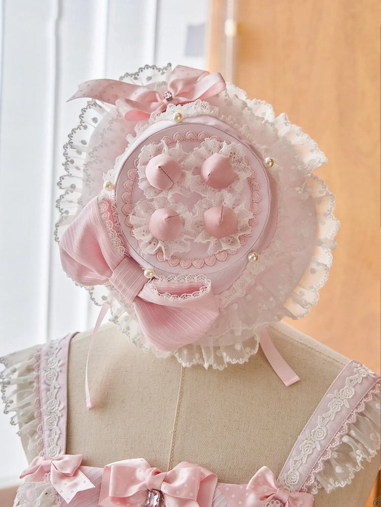 Pink / White Strawberry Cake Mini Hat