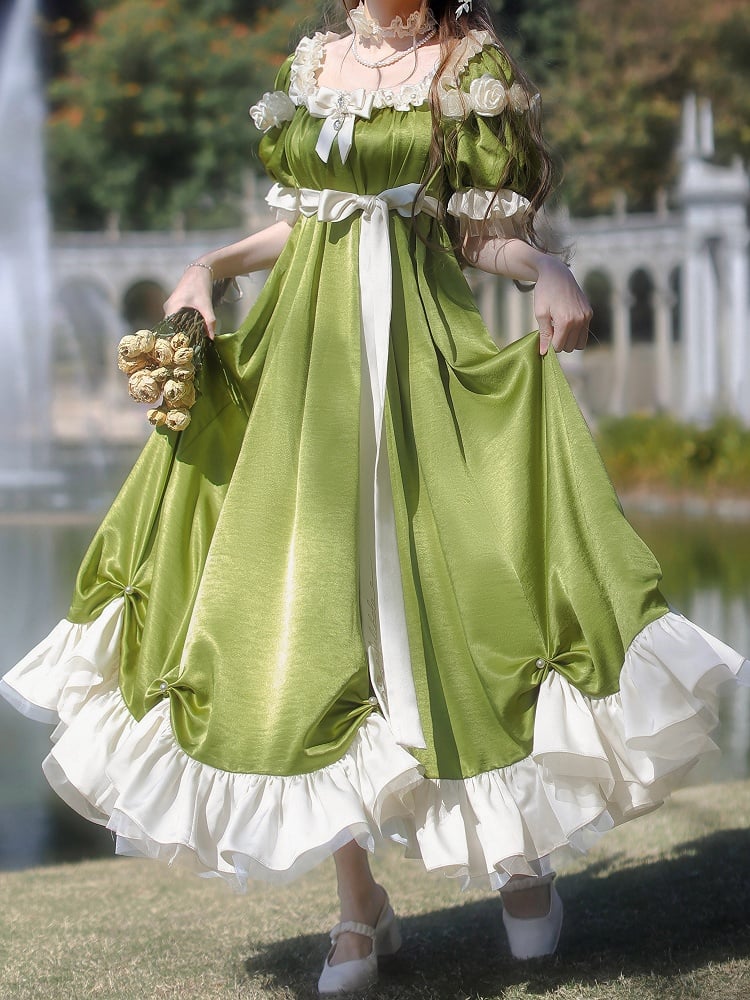 Details Maxi Empire Green Bead Waist Lolita Dress One Elegant
