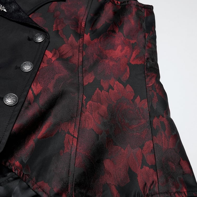 Asymmetrical Gothic Design Black Vest Men's