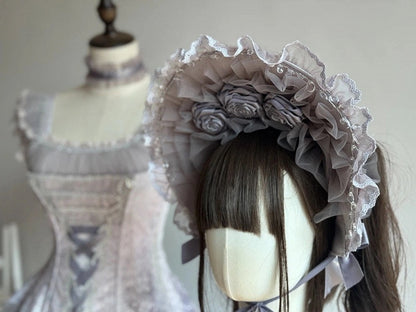Classic (Rose Bonnet Lolita Purple Wisteria Ruffle Details)