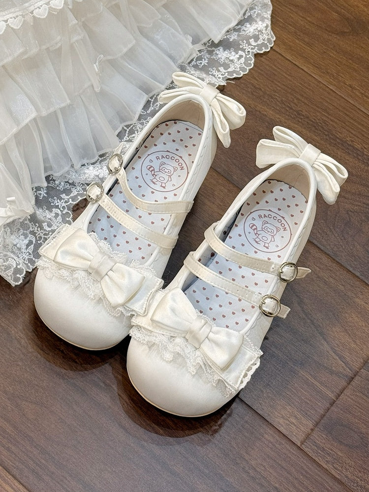 in Mary Mid-heel Sweet Janes Rüschen Lolita Spitze Weiß - Zart