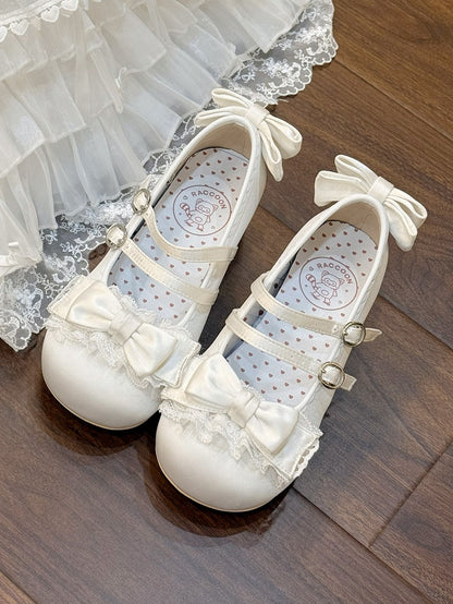 in Mary Mid-heel Sweet Janes Ruffle Lolita Lace White - Delicate