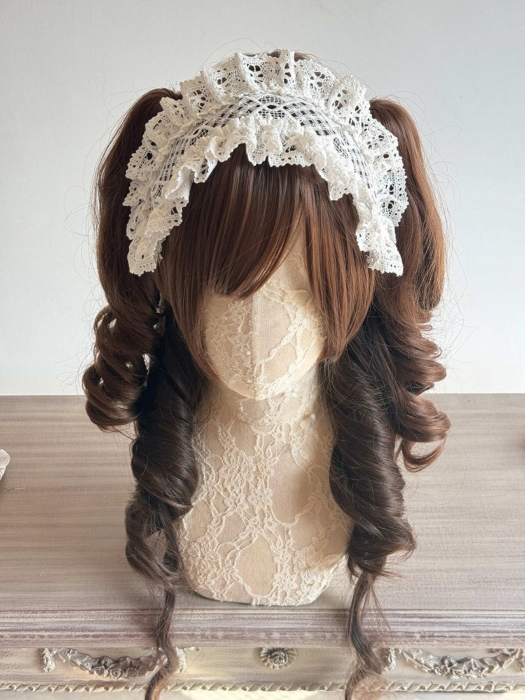 Ruffled Hairband (White/Black) Lace Sweet