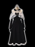 Jirai Dress Version Kei Long-Sleeve Bow Rhinestone Cutout White Shoulder Black Decor Lace Long