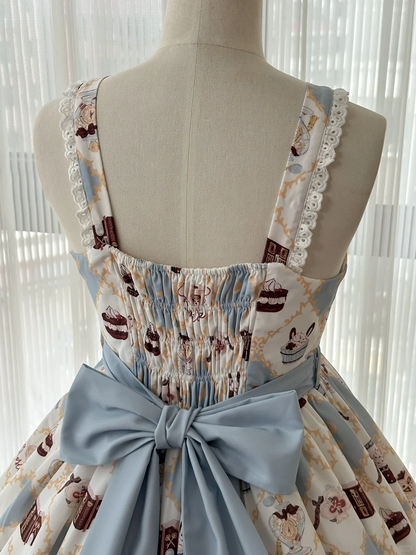 Alice in Wonderland Bunny Print Sweet High Waist Lolita Dress