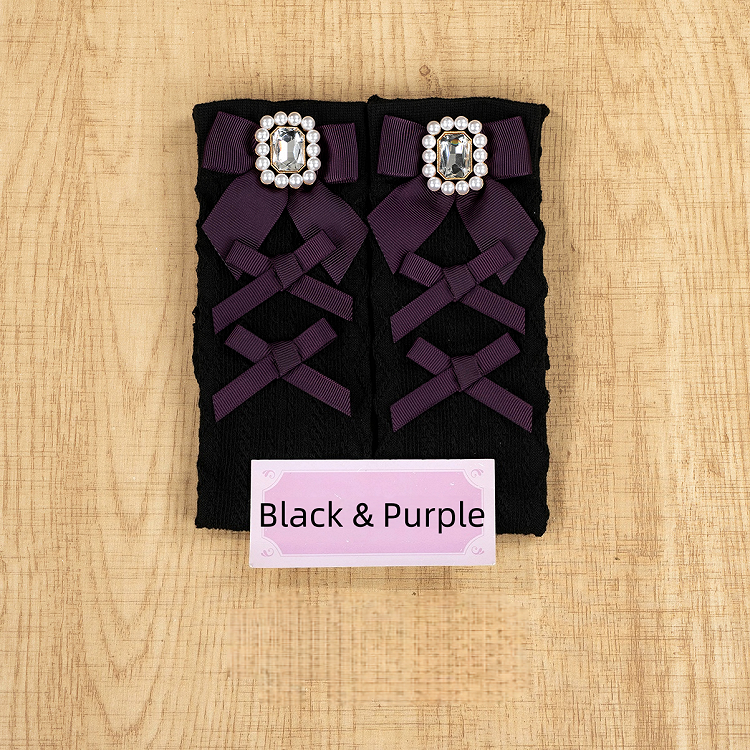 with Square 6 Jirai Rhinestone Socks Decoration Bow Calf Kei Colors