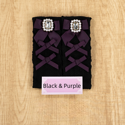 with Square 6 Jirai Rhinestone Socks Decoration Bow Calf Kei Colors