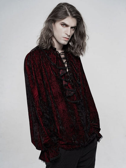Men's Gothic Velvet Shirt Red