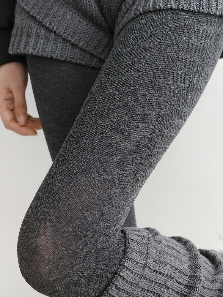 Gray Chevron Knit Light Tights / Pattern Dark Subtle