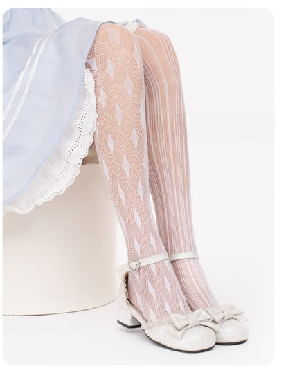 ホワイトダイヤモンド柄ロリータ網タイツ