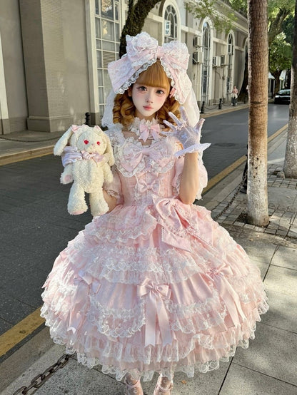 Bow Dress Lace JSK Sweet Accents and Pink Lolita with Princess