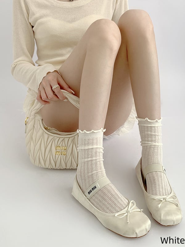Trim 4 Colors Ruffled Cotton Socks Cute