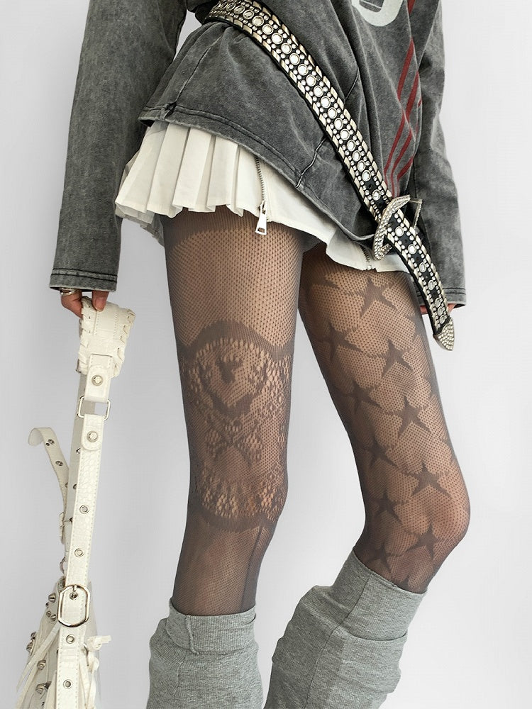 Asymmetric Colors Lace Tights Design 5