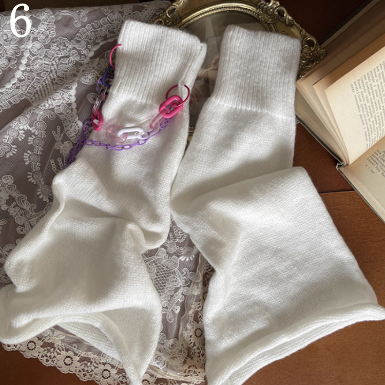 White Stockings/Leg Warmers Cut-out Design Leg /Lace Chain Overknee