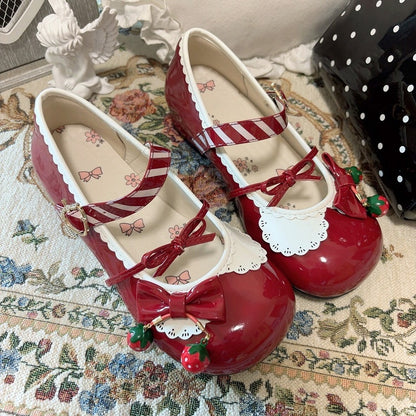 Theme Heeled Wine 2cm/4.5cm Janes Strawberry Sweet - Lolita Red Mary