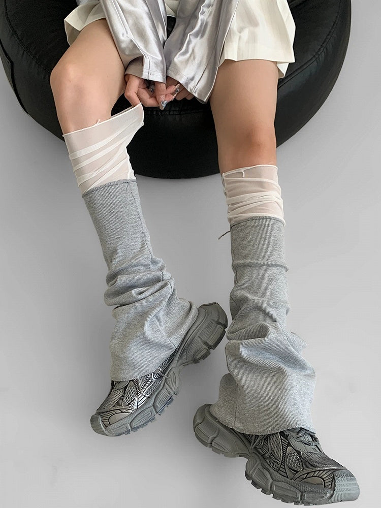 Flared Mesh-Paneled Leg Warmers