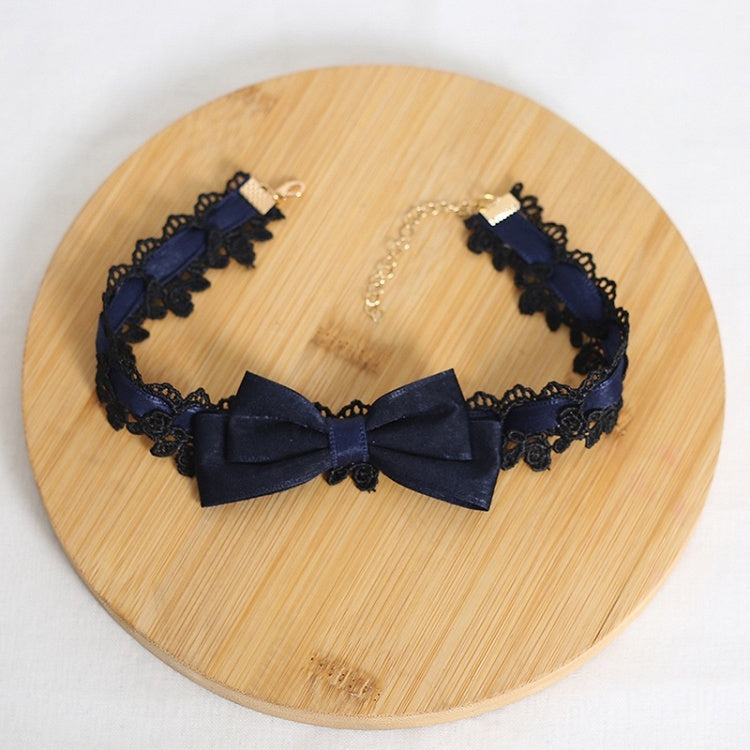 Choker Cute Colors Bowknot Lolita Lace Black 6