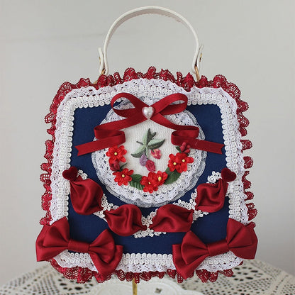 Lolita-Handtasche mit Spitze und Schleifen – Optionen Blume 9 Band Farbe Elegant Klassisch