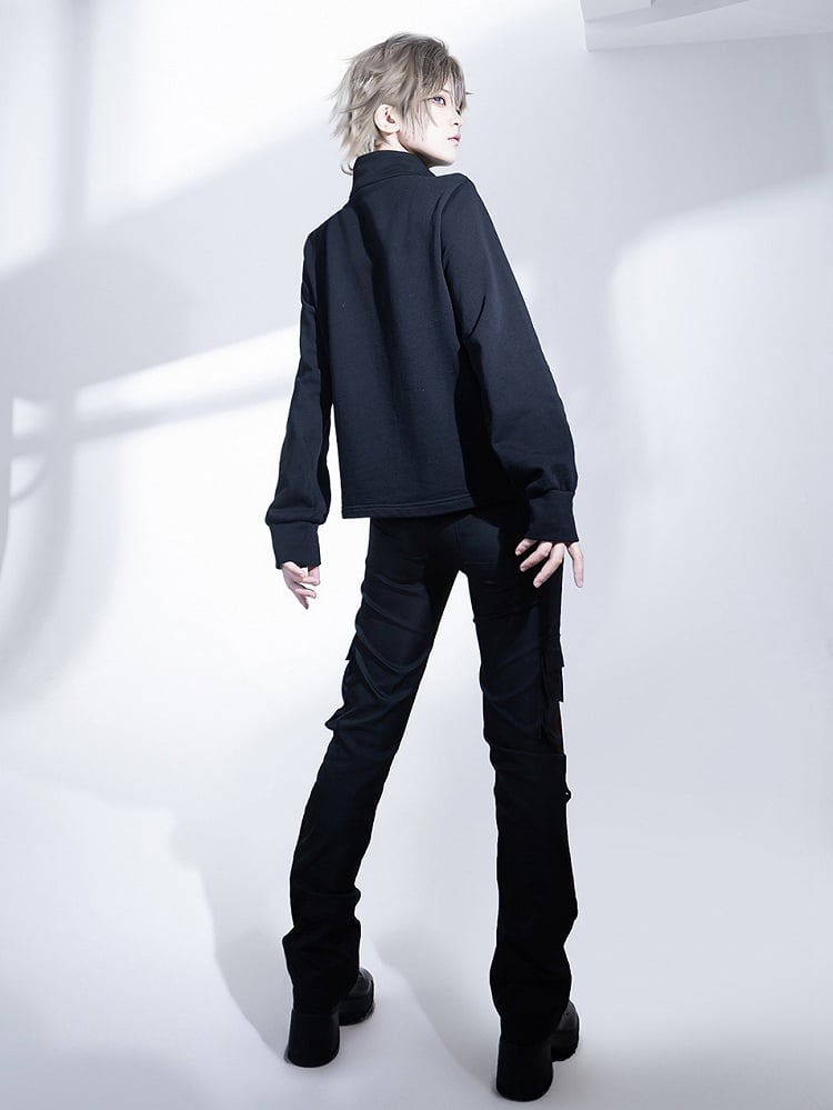 カーゴフューチャリスティックバックルストラップロリータテックウェア王子パンツブラック