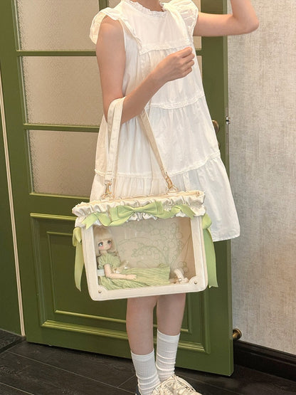 Large Transparent Window Bag with Side Zip in Multiple Colors - Green Gable