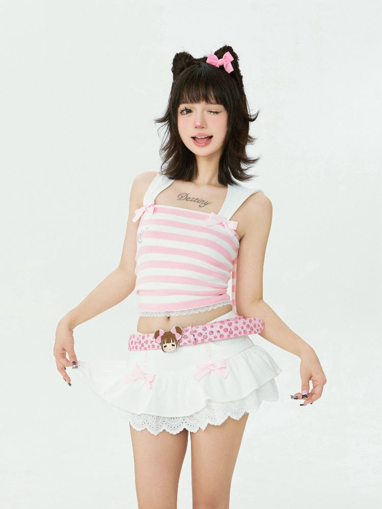 Pink Strawberry Pattern Sequins Waist Belt