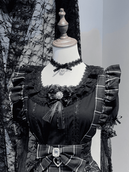 Jirai Kei Kurzarmbluse mit kostenlosem Choker