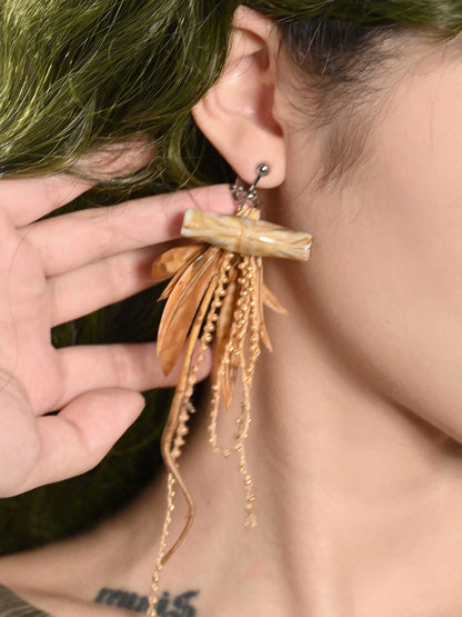 Braune Millard Fashion Leaf Tassel Ohrstecker