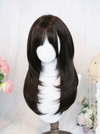 Two-Tone 24-Inch Straight Wig with Fringe - Dalao Home