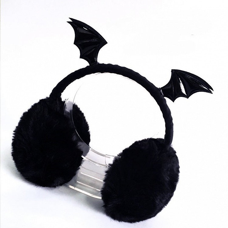 Wings Earmuffs Plush Black Bat