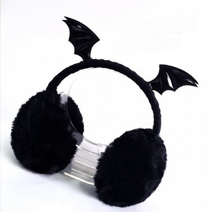 Wings Earmuffs Plush Black Bat