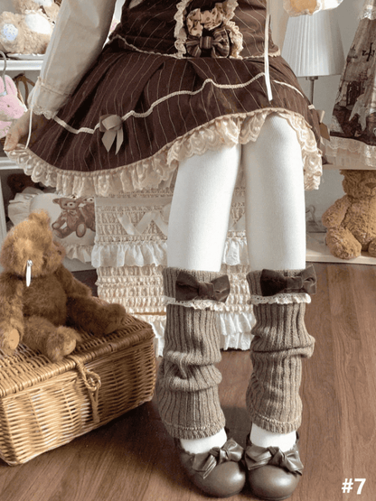 Lace Knitted 8 Details Leg Warmers Bow Color Options