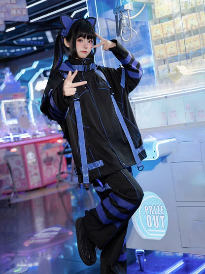 Blue-Purple Pants Fashion Techwear Futuristic Cyber