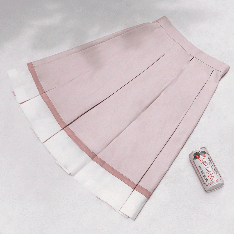 JK-Rock mit einheitlichem Saum, Beige, Faltenkasten, 55 cm, Rosa